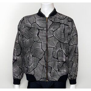 Vintage Le Coq Sportif Silk Track Jacket Mens L Full Zip Bomber Black Off White